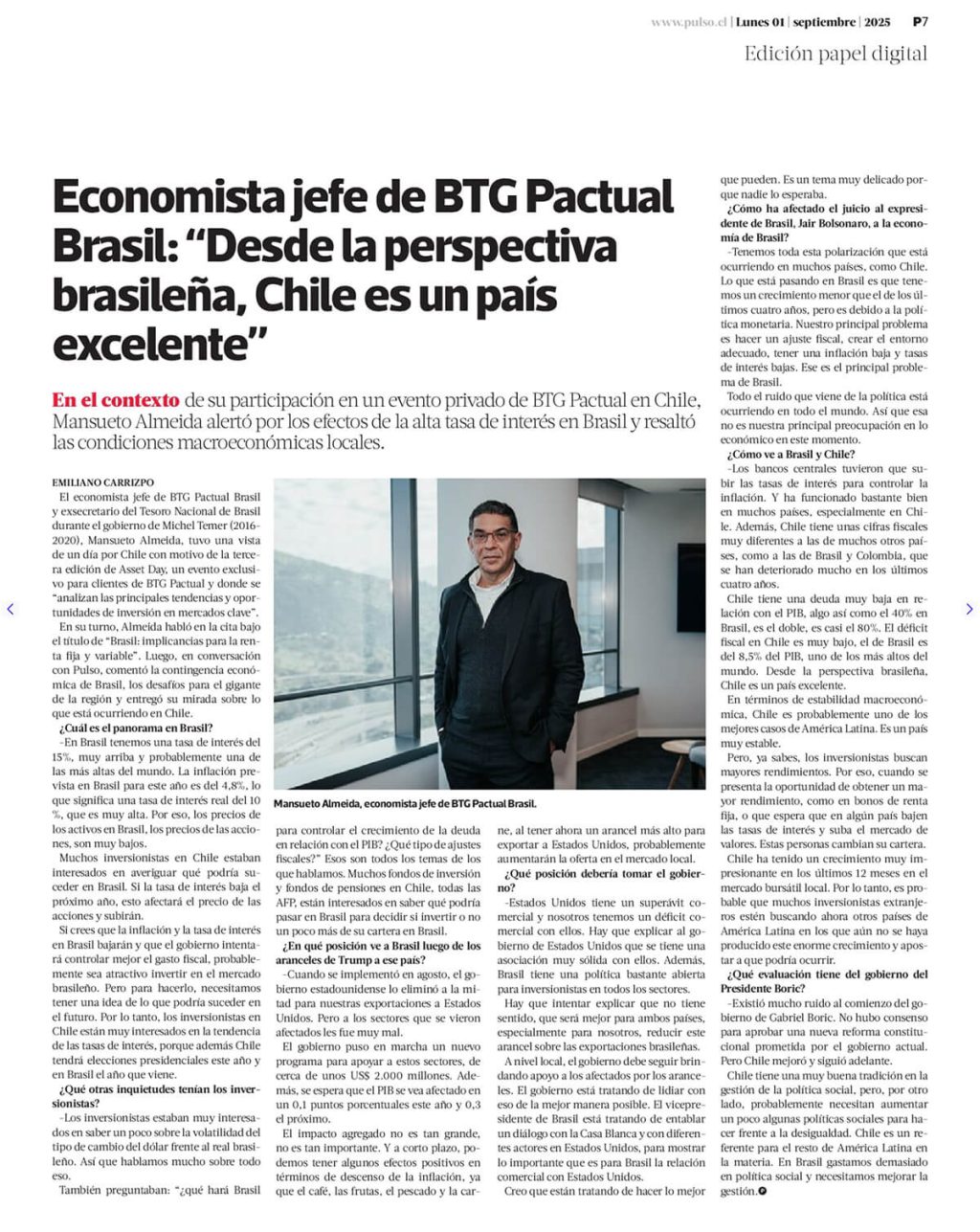 Entrevista Mansueto Almeida agosto 2025